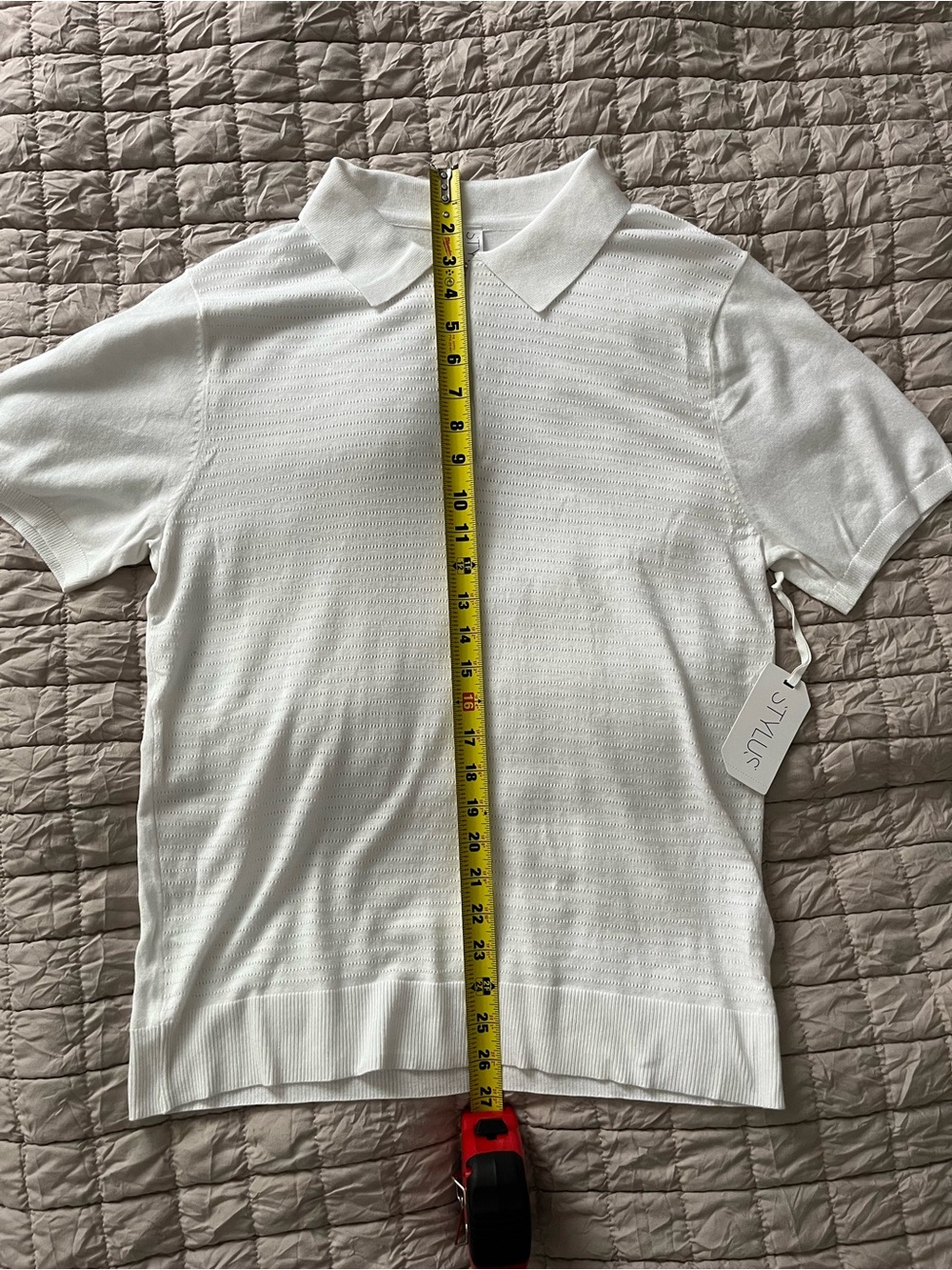 STYLUS Men's White Short-Sleeve Zip Polo - Picture 8 of 8